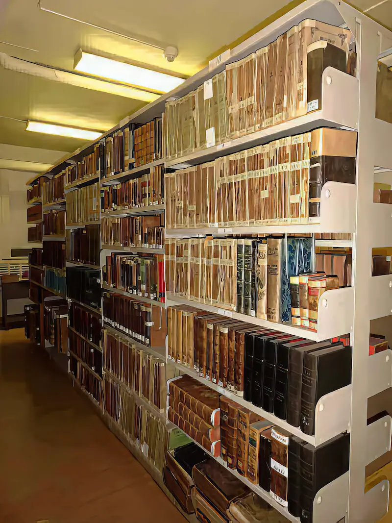 Books in the basement of the Eudist house in Charlesbourg. - Credit: Gilles Ouellet/Robert Berger