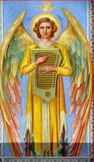 Cherub playing the dulcimer