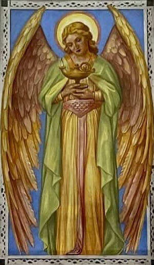 Angel holding an oil lamp