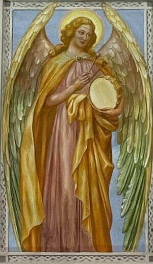 Angel playing a drum