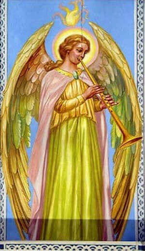 Cherub playing the trumpet