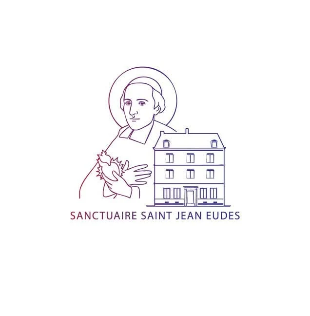 Emblema del Santuario San Giovanni Eudes: il santo, un cuore e la casa di Caen